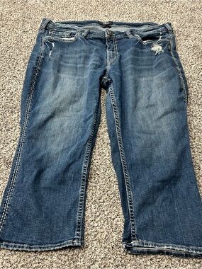 Silver Jeans Suki Capri Stretch Thick Stitch Women Size 24